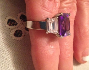 Vintage Rings / Multistone Rings / Purple Quartz Rings / Mothers Rings / Ring Size 6 (Item#ER180)