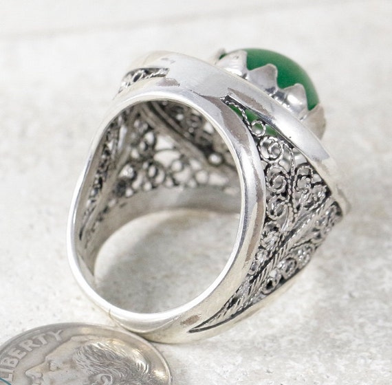Green Onyx Rings / Rings Size 7 / Sterling Silver… - image 3