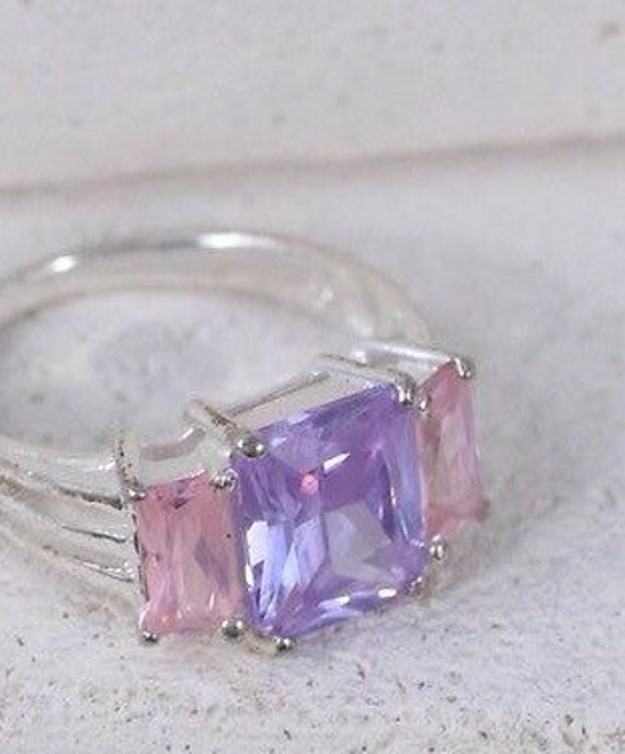 Vintage Rings / Sterling Silver Rings / Purple Qu… - image 1