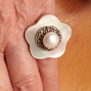 Vintage Rings / Pearl Rings / Mother of Pearl Rings / Vintage Rings / Multistone Rings / Sterling Silver Rings / Rings Size 5.5 ItemER20 image 5