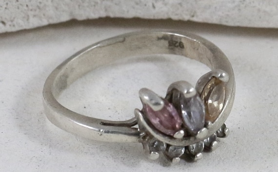 Sterling Silver Rings / Mothers Rings / Pink Tourm
