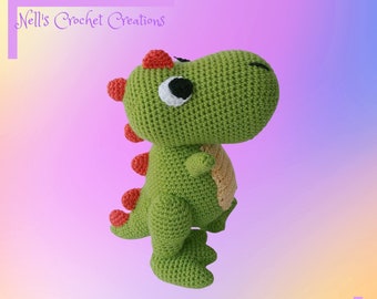 Crochet Stuffed Dinosaur, Amigurumi Spiked Dino
