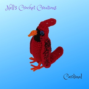 Amigurumi Cardinal, Crochet Stuffed Bird