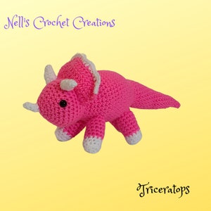 Handmade Crochet Triceratops, Small  Amigurumi Triceratops