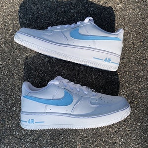Baby Blue Swoosh Custom Air Force 1&#39;s (AF1s)
