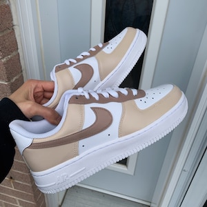 Beige + Brown Variation I Custom Air Force 1's (AF1s)