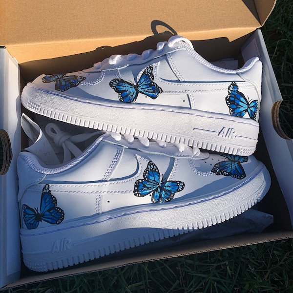 Blue Butterflies Design Custom Air Force 1's (AF1s)