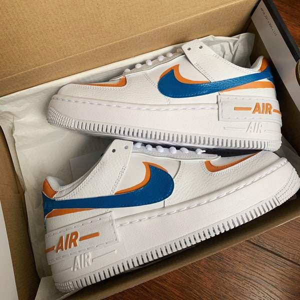 Deep Blue and Orange Shadow Custom Air Force 1's (AF1s)