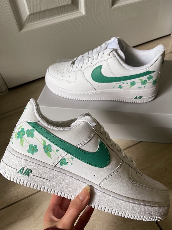 Emerald Green Flowers Custom Air Force 1's (AF1s)