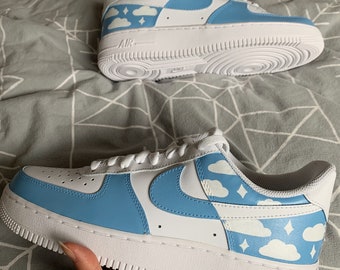 Custom Nike Air Force 1 pastel Blue Louis Vuitton LV - Depop