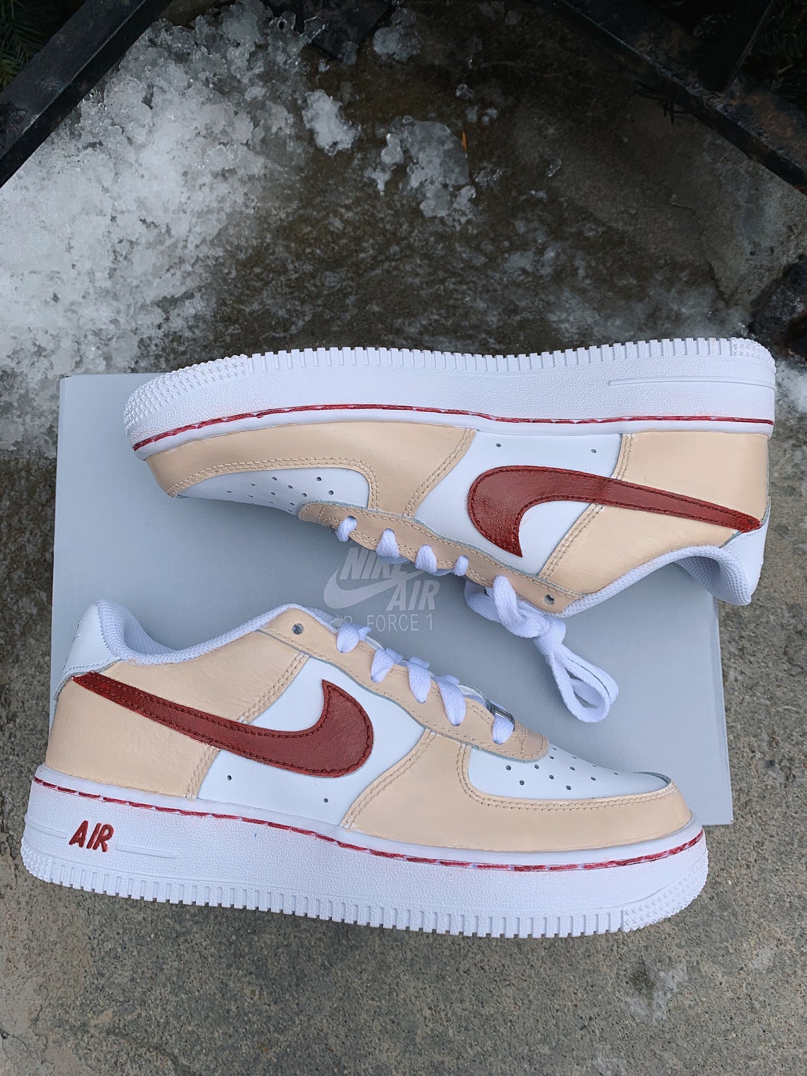 custom red and white af1