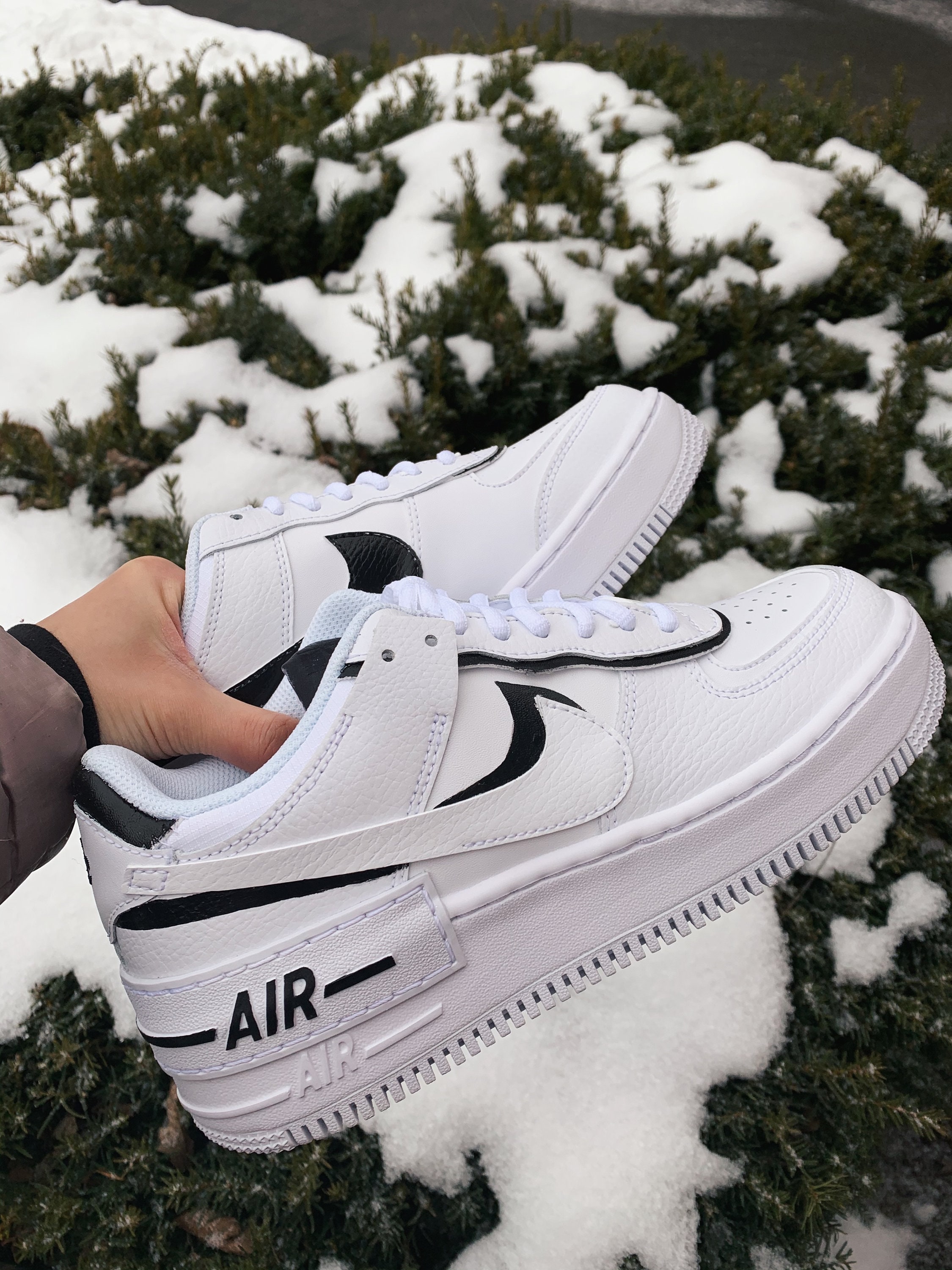 Hol Dan Troosteloos Zwarte Custom Nike Air Force 1 Shadow AF1s - Etsy België