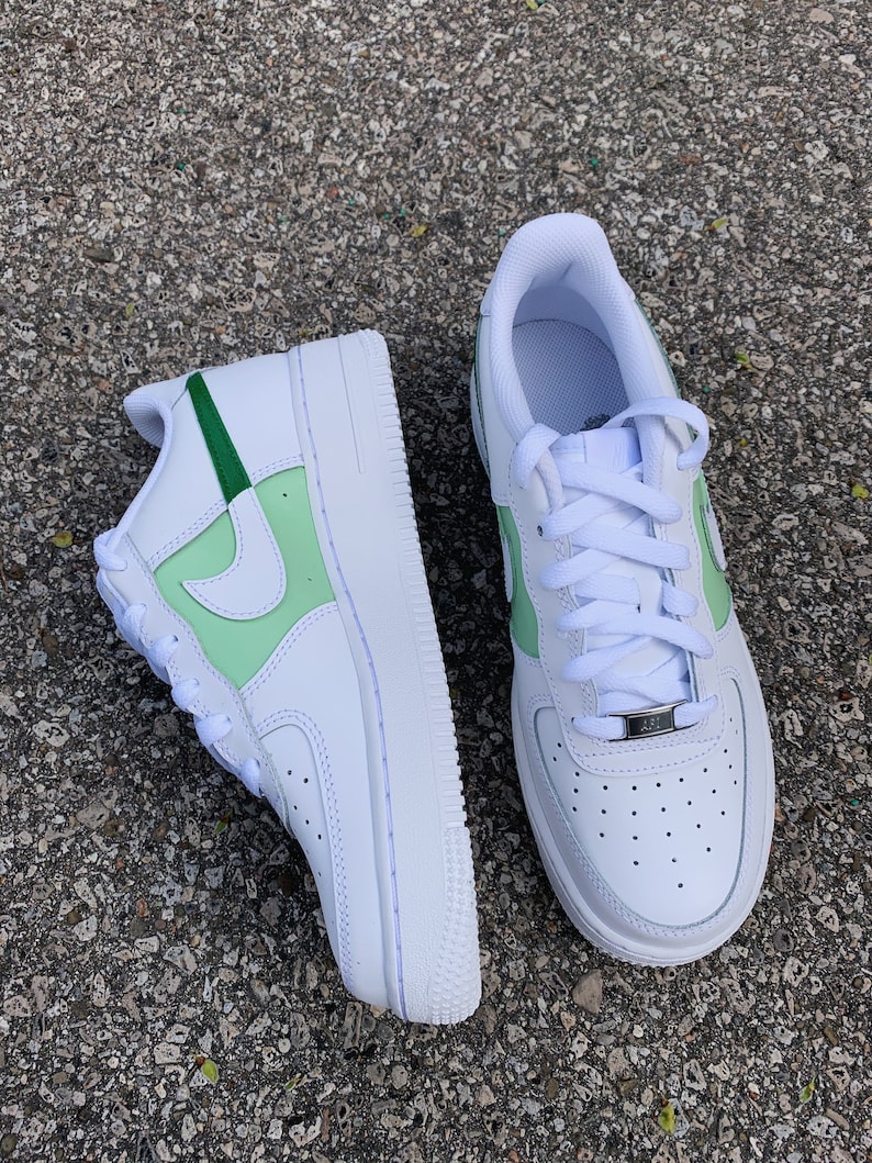 Two-tone Green Colorblock Custom Air Force 1's af1s | Etsy