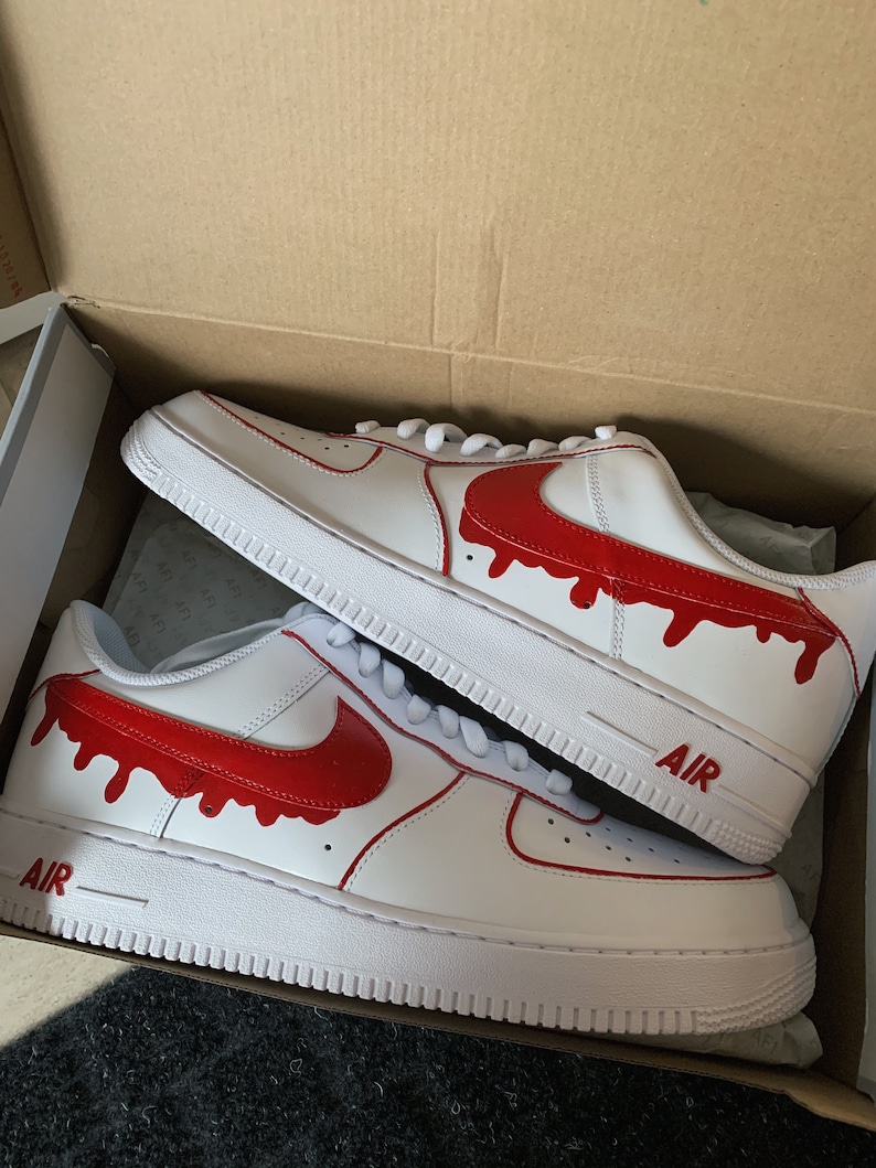 Red Drip Swoosh Outline Custom Nike Air Force 1's af1s | Etsy
