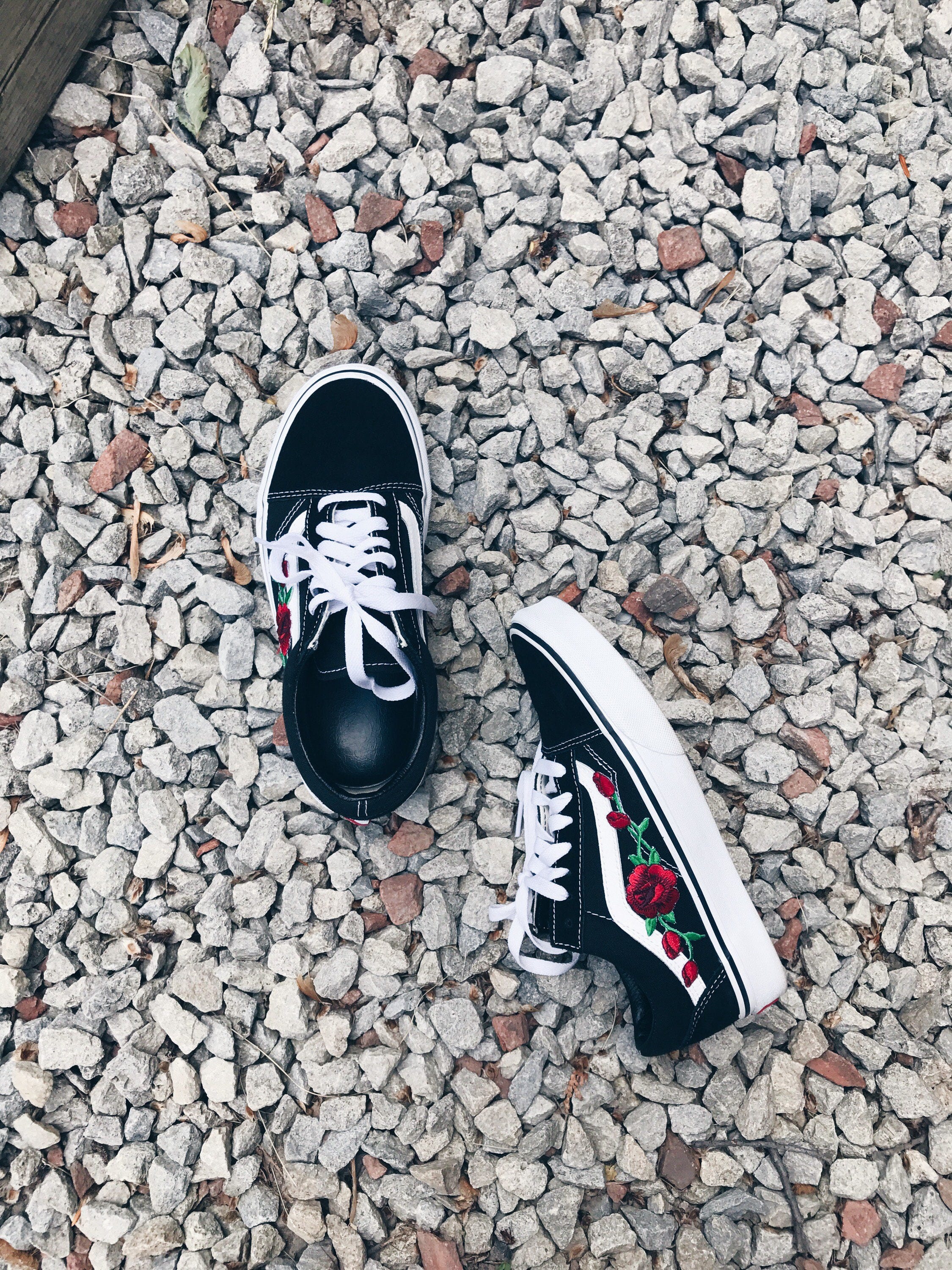 Rose Embroidered Custom Vans - Etsy