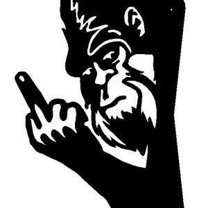 DXF File BigFoot Sasquatch Flipping The Bird Middle Finger Funny Big Foot