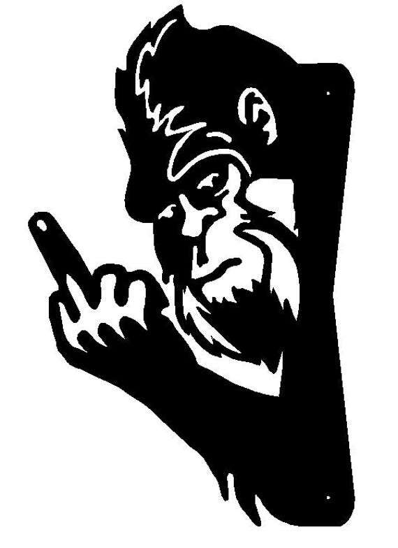 DXF File Bigfoot Sasquatch Flipping the Bird Middle Finger Funny