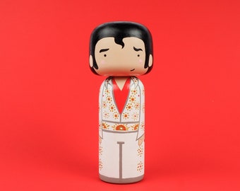 Elvis.  King of Rock 'n' Roll.  Custom celebrity Kokeshi -large modern Celebrity Kokeshi dolls