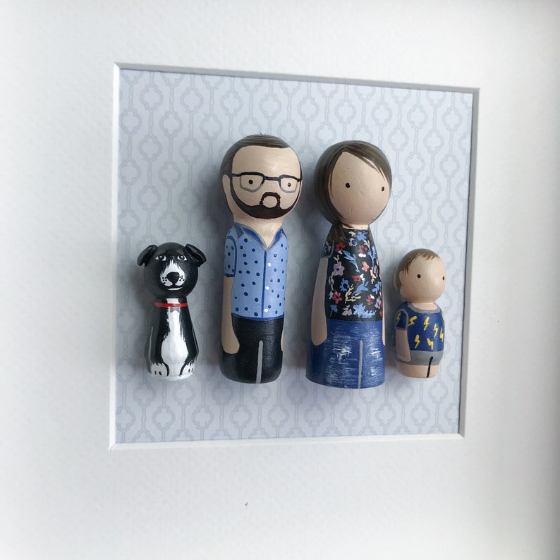 Personalized Family Peg Dolls With Pets Etsy Canada