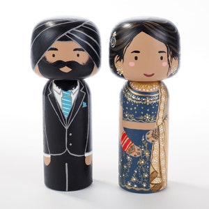 Personalized family portrait on large Kokeshi peg doll