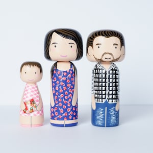 Custom Peg dolls and Kokeshi Dolls