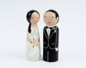 Wedding Cake topper - Peg Dolls - Couples gift