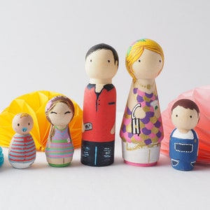 Muñecas de clavijas familiares personalizadas