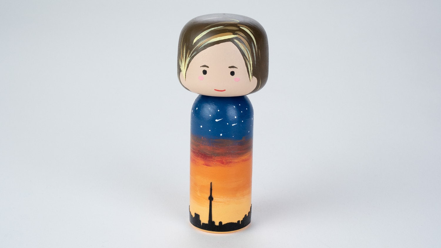 木製こけしとペグ人形に描かれた都市風景 - Etsy 日本