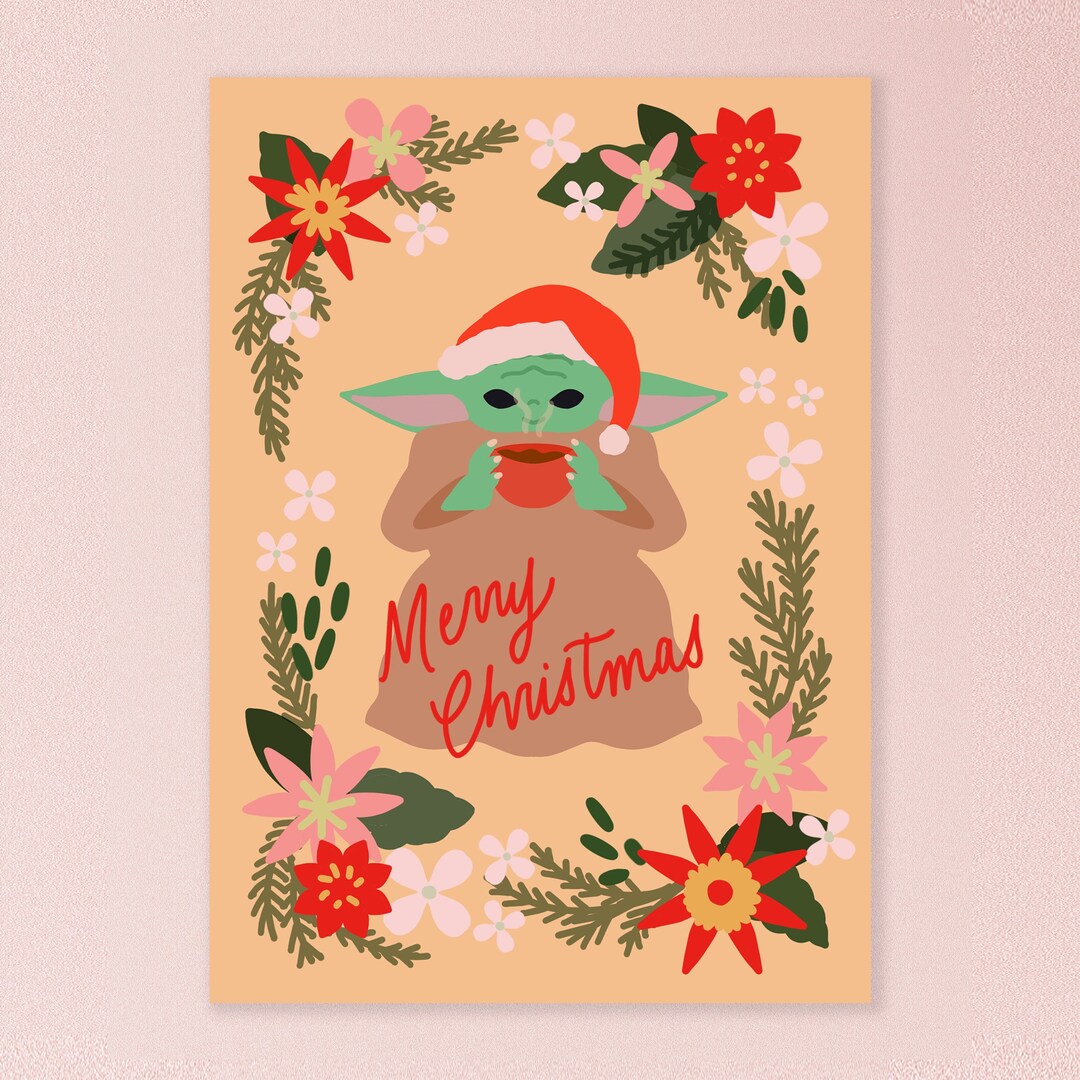 Baby Yoda Holiday Christmas Greeting Card Etsy