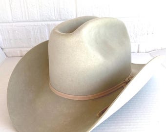 Vintage Wrangler 5 Star Western Cowboy Hat White W/ Brown  display picture 1