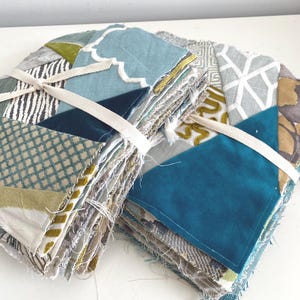Crazy Quilt Fabric Squares, Upholstery & Decorator Pieces, 10" x 10", Set of 14