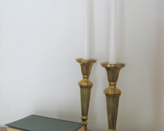 Brass Candlestick Holder Set of 2, Tall Candleholder, Wedding Decor, Mantle Decor, Holiday