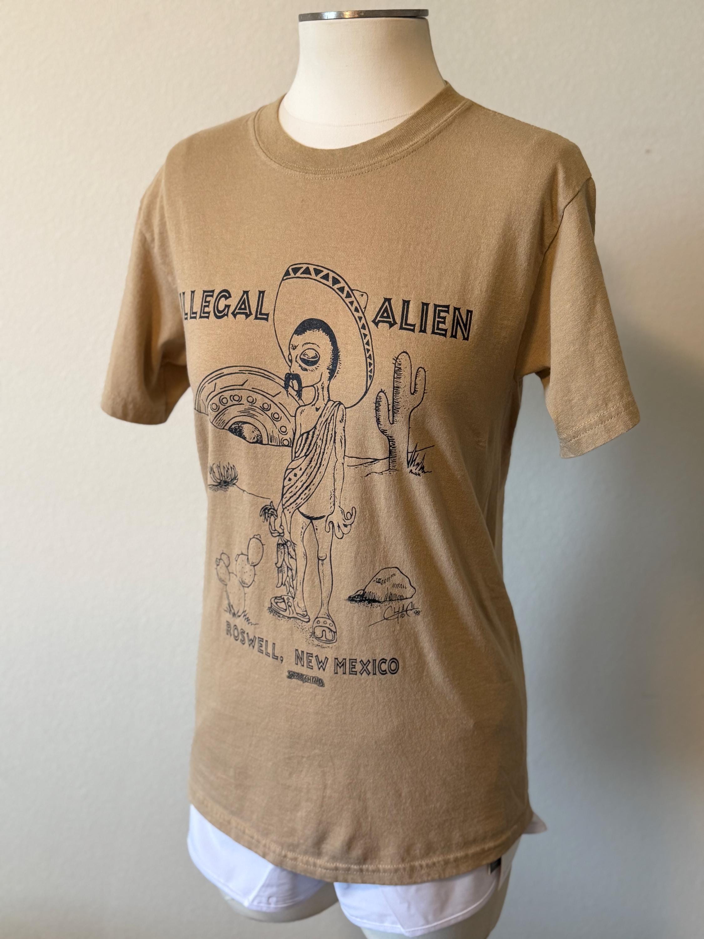 け*様 【激レア！グッドフェード！】ROSWELL エイリアンTシャツ！ Vintage Illegal Alien, Roswell New Mexico, T-shirt, Sz S - Etsy