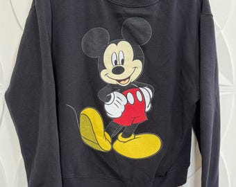 Sudadera vintage de Mickey Mouse con cuello redondo, talla M