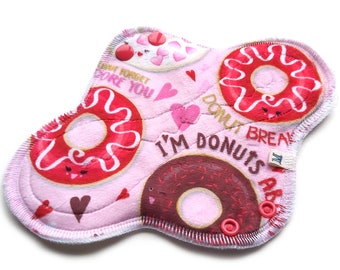 Pink Cloth Pads, Doughnuts Puns, Reusable Napkin, Minky Topped Cloth Pads ~ Cloth Menstrual Pads ~ Incontinence Pads ~ Reusable Pads