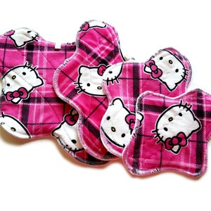 Kitty Hello ~ Minky Cloth Pads, Mama Cloth, Menstrual Pad, Cloth Menstrual Pad, Incontinence Pad, Reusable Cloth Pad, Reusable Panty Liner