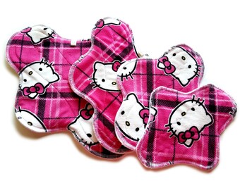 Kitty Hello ~ Minky Cloth Pads, Mama Cloth, Menstrual Pad, Cloth Menstrual Pad, Incontinence Pad, Reusable Cloth Pad, Reusable Panty Liner