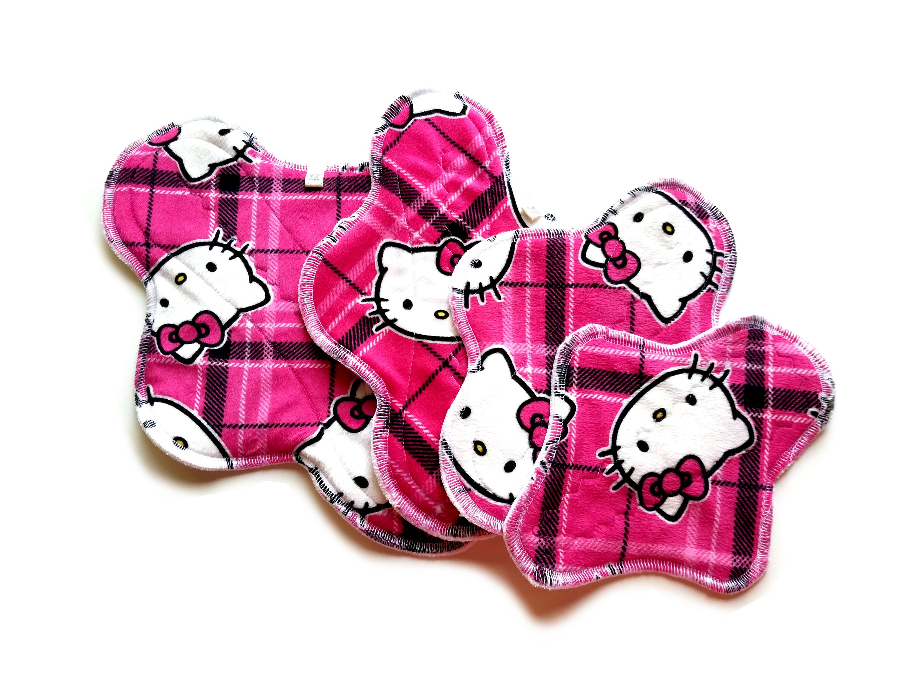 Kitty Hello Minky Cloth Pads, Mama Cloth, Menstrual Pad, Cloth