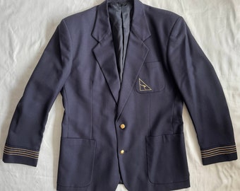 Veste pour homme YSL Qantas Yves Saint Laurent taille 42 (L) uniforme de compagnie aérienne bleu des années 1980