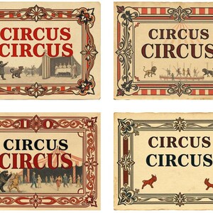Circus Circus Vintage Printable | Digital Download Postcard & Scrapbook Journal Page | Carnival Ephemera