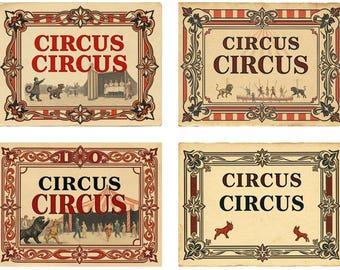 Postal imprimible vintage de circo y página de diario de recortes de descarga digital / Efímera de carnaval