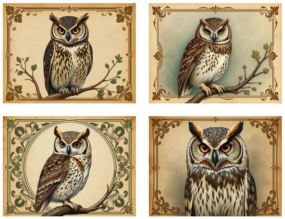 Vintage Owl Printable | Digital Postcard & Scrapbook Journal Page | Woodland Ephemera Download