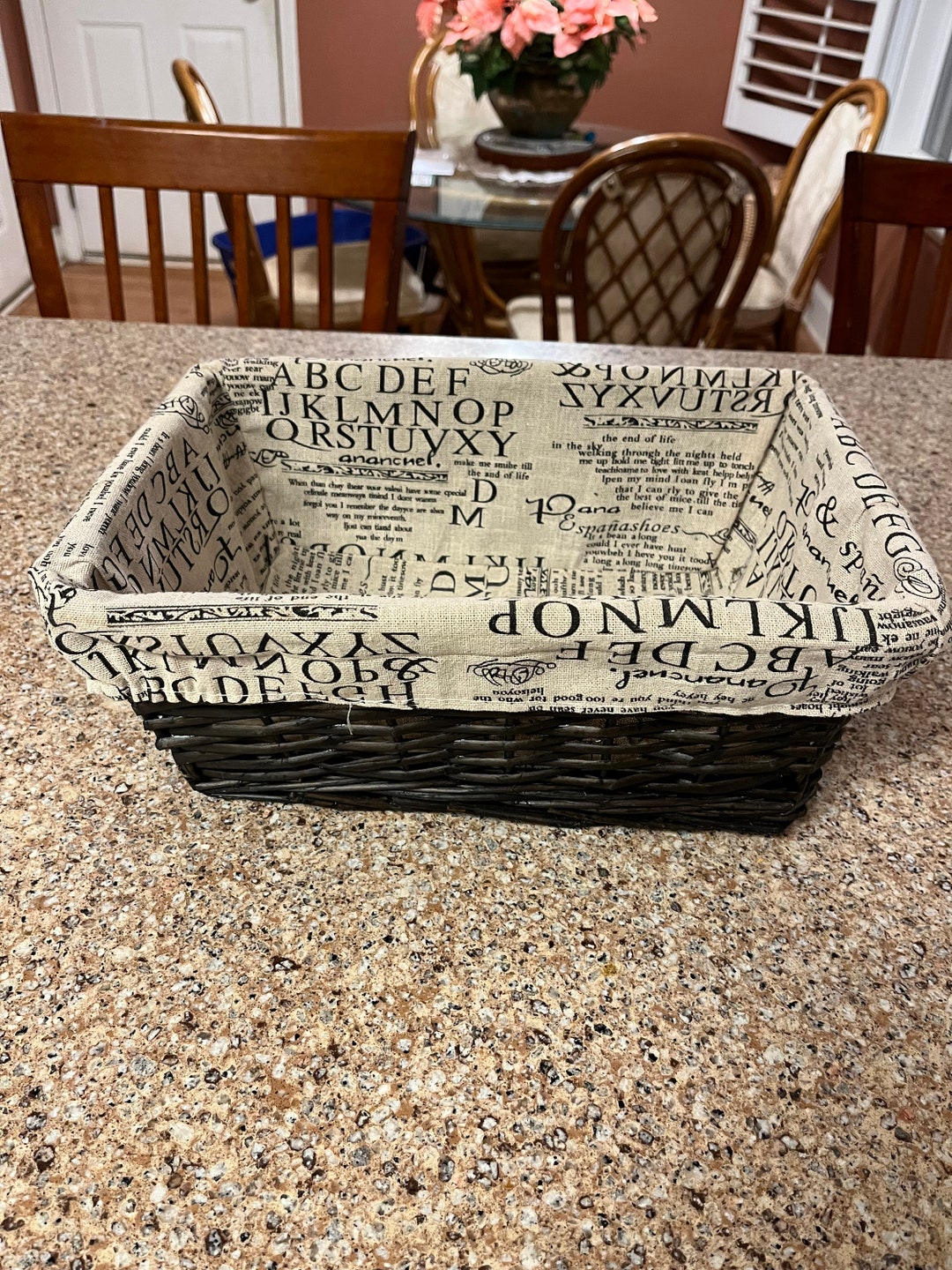 Dark Brown Wicker Basket With Cloth Insert - Etsy
