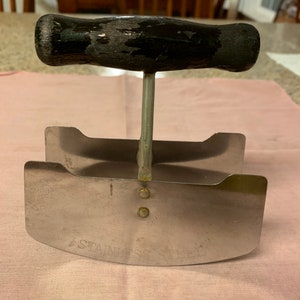 Vtg Kitchen Chopper with Double Stainless Steel Blades and Wooden Handle