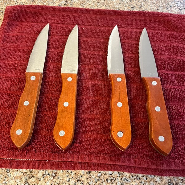 Steak Knives With Wooden Handles Etsy