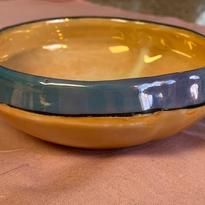 Hand Painted Lusterware Bowl from Japan - Peach and Blue