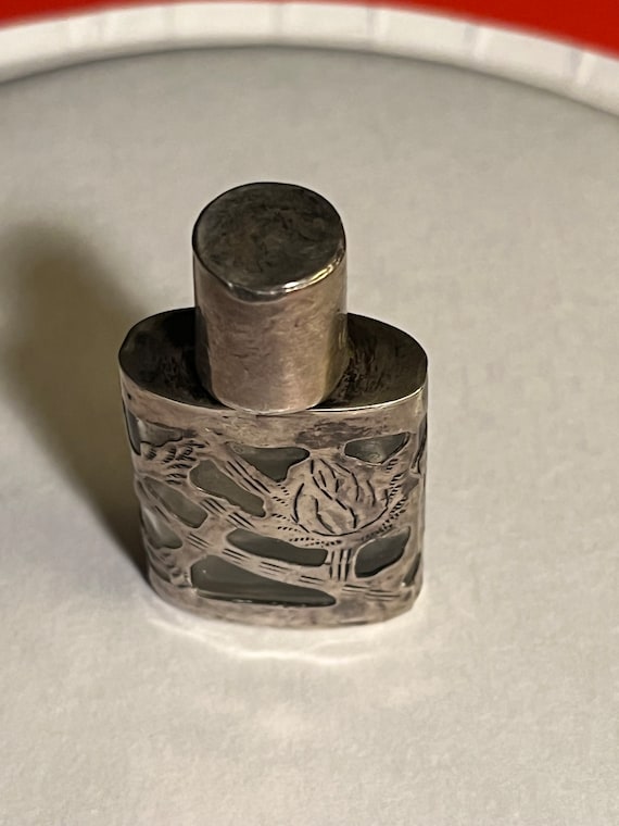 Vintage Perfume Bottle with Sterling Silver Overla