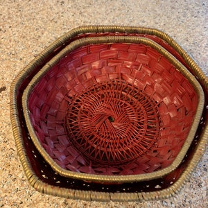 Red and Gold Wicker Set of 2 Nesting Baskets