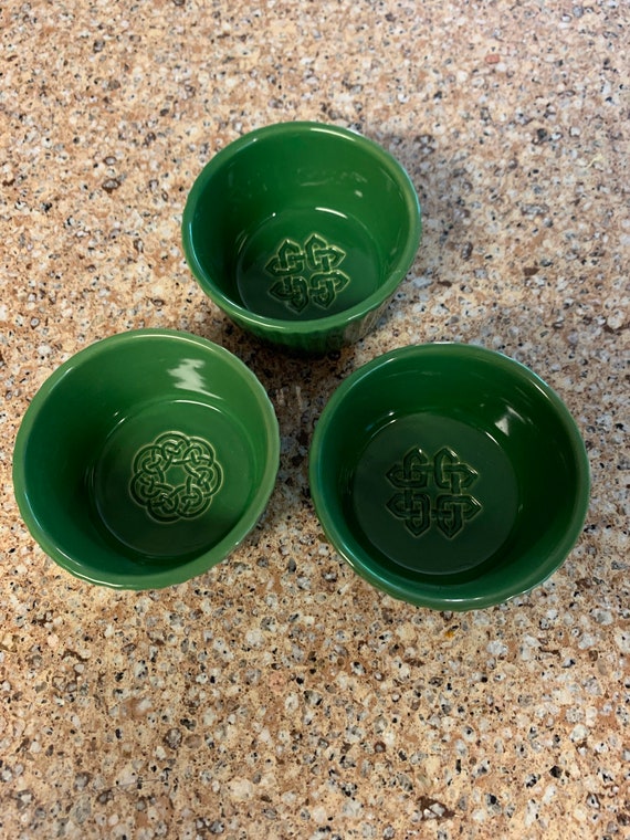 Green Ceramic Ramekins Set of 3 Etsy