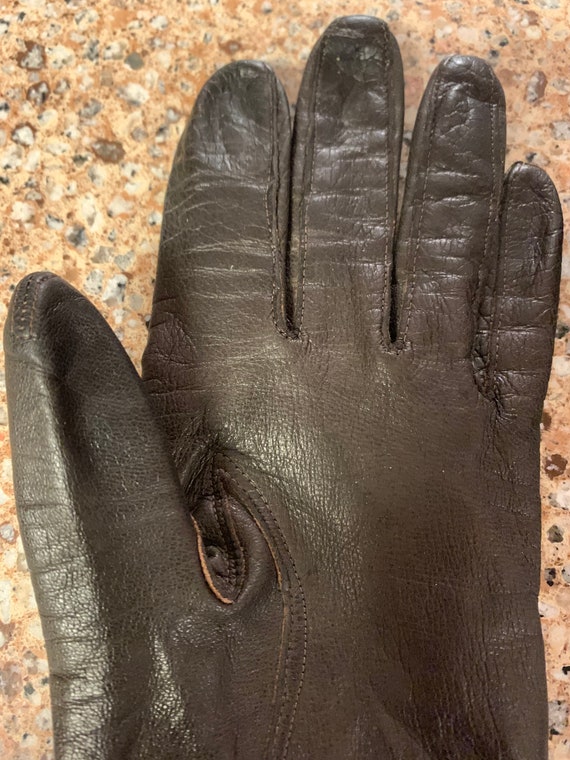 Van Raalte Brown Leather Gloves  -  Size 6 - Wome… - image 4